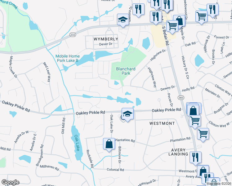 map of restaurants, bars, coffee shops, grocery stores, and more near 4570 Dewey Drive in Martinez