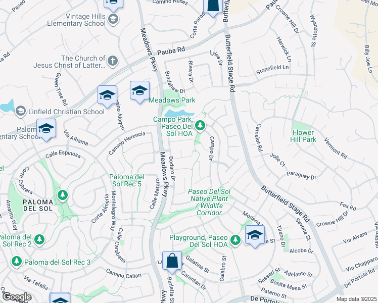 map of restaurants, bars, coffee shops, grocery stores, and more near 43368 Terra Court in Temecula