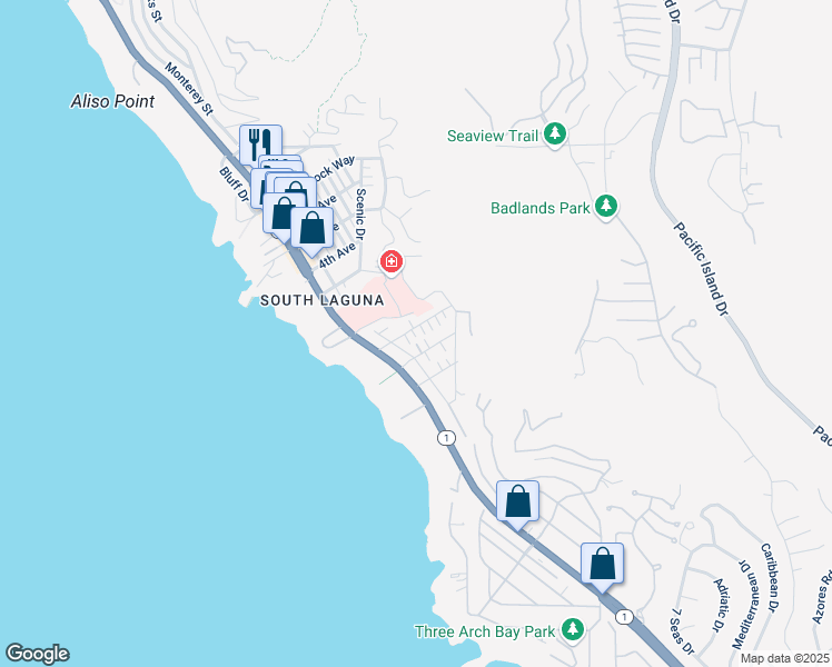 map of restaurants, bars, coffee shops, grocery stores, and more near 31862 8th Avenue in Laguna Beach