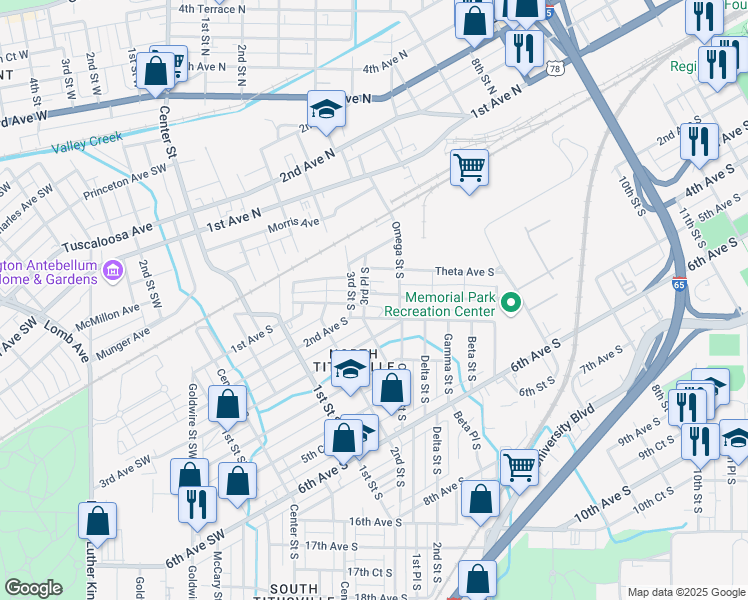 map of restaurants, bars, coffee shops, grocery stores, and more near 325 Iota Avenue South in Birmingham