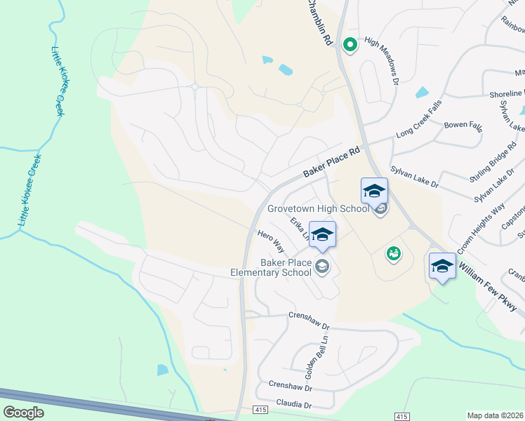 map of restaurants, bars, coffee shops, grocery stores, and more near 819 Erika Lane in Grovetown