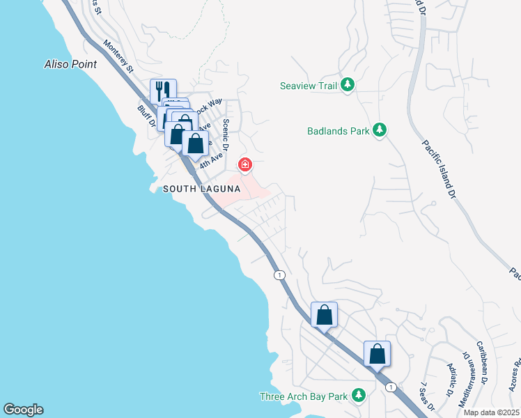 map of restaurants, bars, coffee shops, grocery stores, and more near 31862 8th Avenue in Laguna Beach