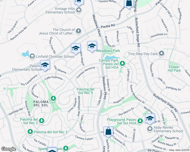 map of restaurants, bars, coffee shops, grocery stores, and more near 32214 Corte Illora in Temecula