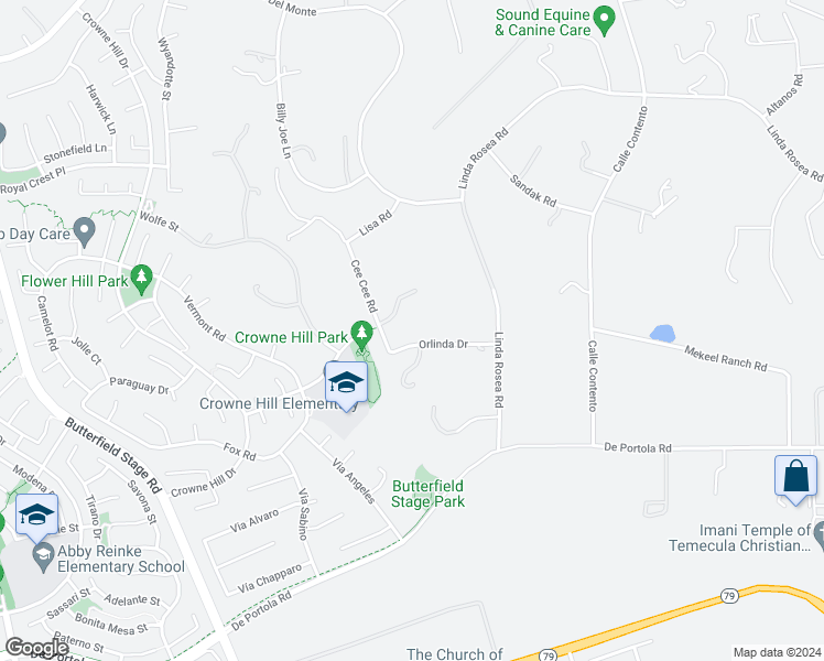 map of restaurants, bars, coffee shops, grocery stores, and more near 33550 Orlinda Drive in Temecula