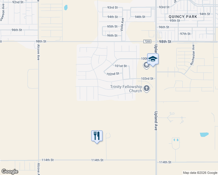 map of restaurants, bars, coffee shops, grocery stores, and more near 7448 104th Street in Lubbock