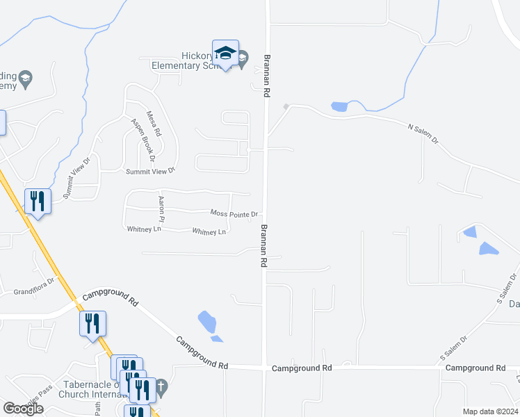 map of restaurants, bars, coffee shops, grocery stores, and more near 100 Moss Pointe Drive in McDonough