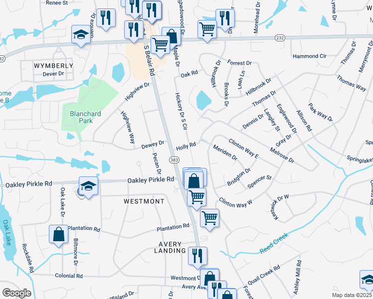 map of restaurants, bars, coffee shops, grocery stores, and more near 157 Hickory Drive South Circle in Martinez