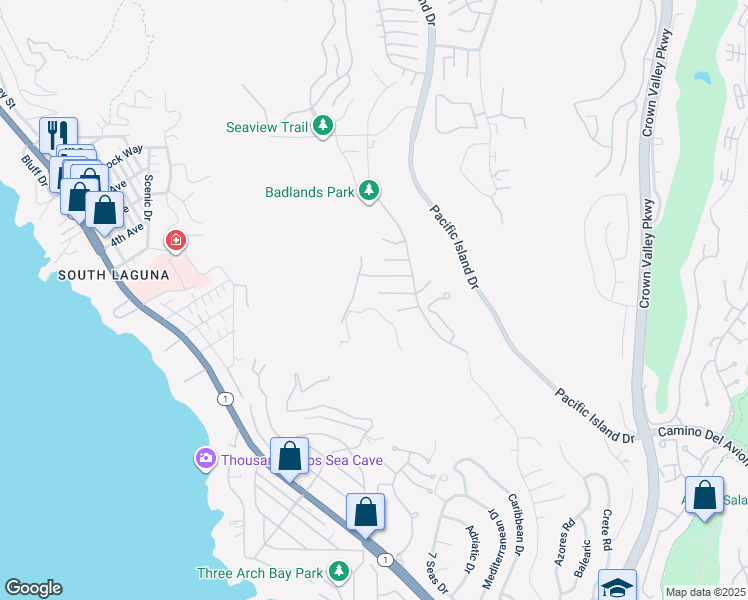 map of restaurants, bars, coffee shops, grocery stores, and more near 22772 Azure Sea in Laguna Beach