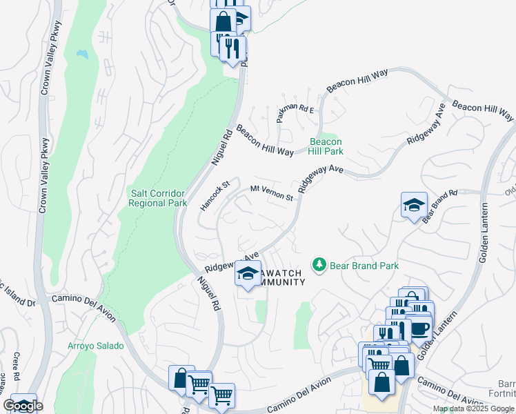 map of restaurants, bars, coffee shops, grocery stores, and more near 11 Pemberton in Laguna Niguel