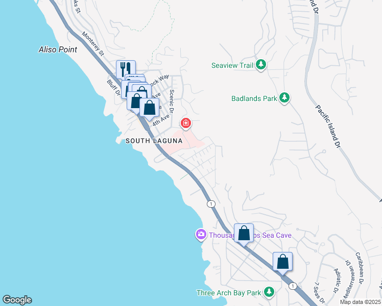 map of restaurants, bars, coffee shops, grocery stores, and more near 31867 8th Avenue in Laguna Beach
