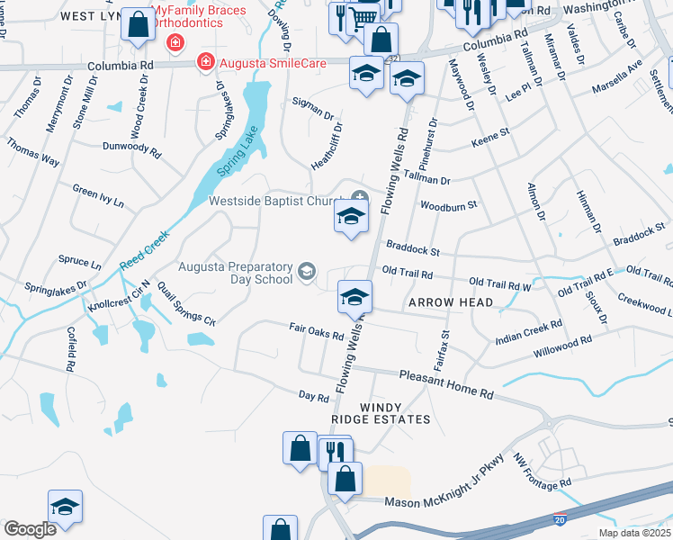 map of restaurants, bars, coffee shops, grocery stores, and more near 285 Flowing Wells Road in Martinez