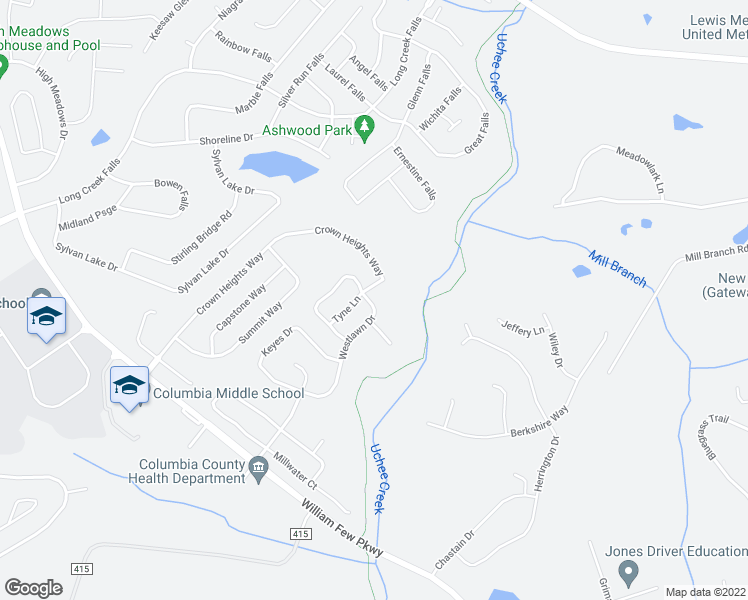 map of restaurants, bars, coffee shops, grocery stores, and more near 857 Westlawn Drive in Grovetown