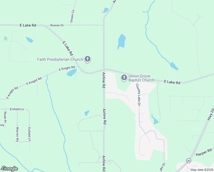 map of restaurants, bars, coffee shops, grocery stores, and more near 2132 Airline Road in McDonough