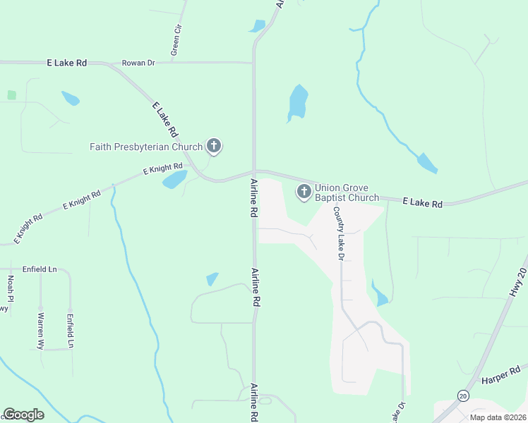 map of restaurants, bars, coffee shops, grocery stores, and more near 2132 Airline Road in McDonough