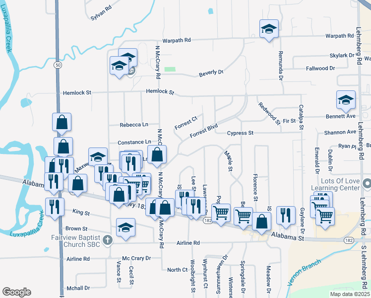 map of restaurants, bars, coffee shops, grocery stores, and more near 400 Forrest Boulevard in Columbus