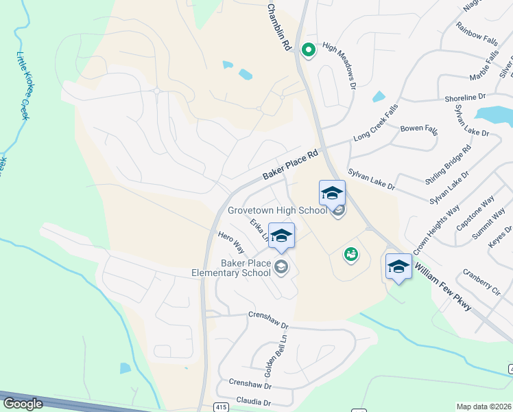 map of restaurants, bars, coffee shops, grocery stores, and more near 849 Erika Lane in Grovetown