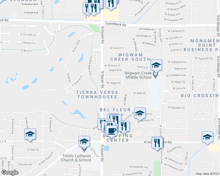 map of restaurants, bars, coffee shops, grocery stores, and more near 4431 North Conda Court in Litchfield Park