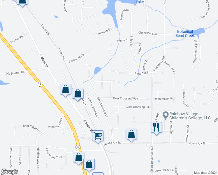map of restaurants, bars, coffee shops, grocery stores, and more near 9351 Deer Crossing Valley in Jonesboro