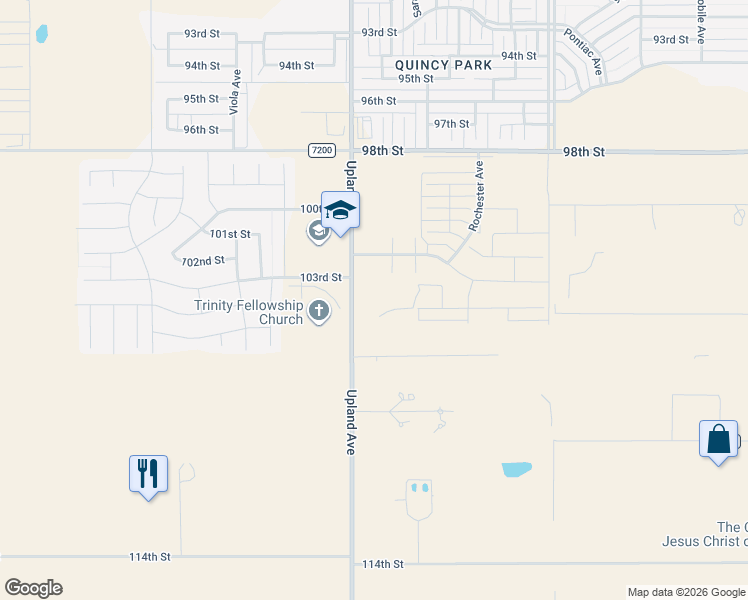 map of restaurants, bars, coffee shops, grocery stores, and more near 10309 Upland Avenue in Lubbock