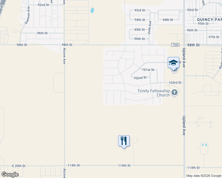 map of restaurants, bars, coffee shops, grocery stores, and more near 7523 103rd Street in Lubbock
