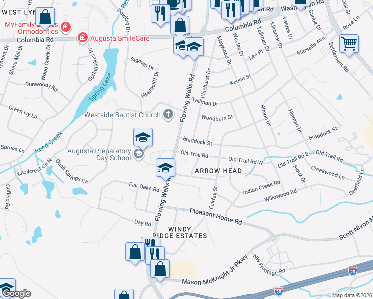 map of restaurants, bars, coffee shops, grocery stores, and more near 4084 Old Trail Court in Martinez