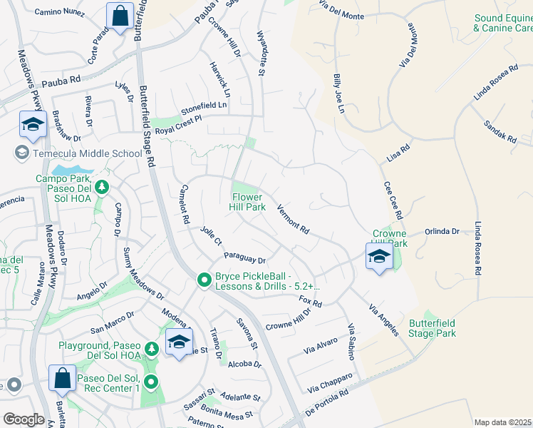 map of restaurants, bars, coffee shops, grocery stores, and more near 42801 Larry Lee Lane in Temecula