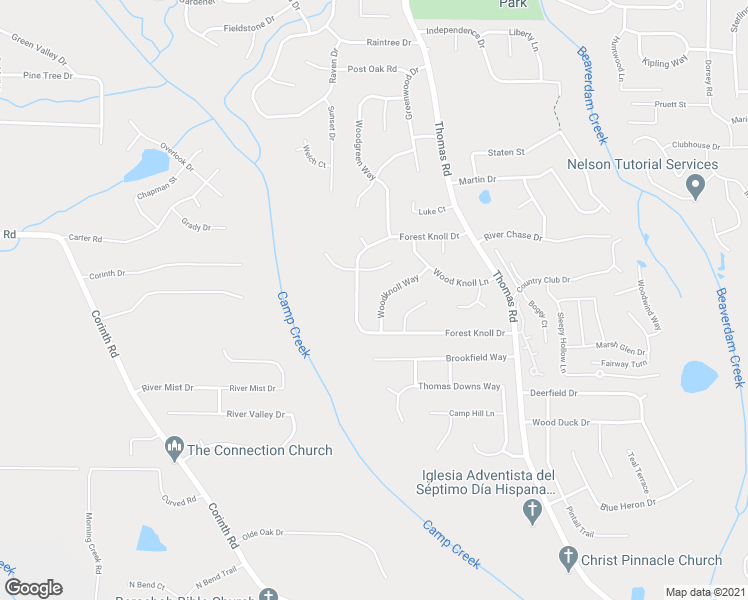 map of restaurants, bars, coffee shops, grocery stores, and more near 9383 Woodknoll Way in Jonesboro