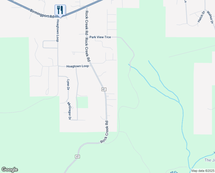 map of restaurants, bars, coffee shops, grocery stores, and more near 383 Rock Creek Road in Mulga