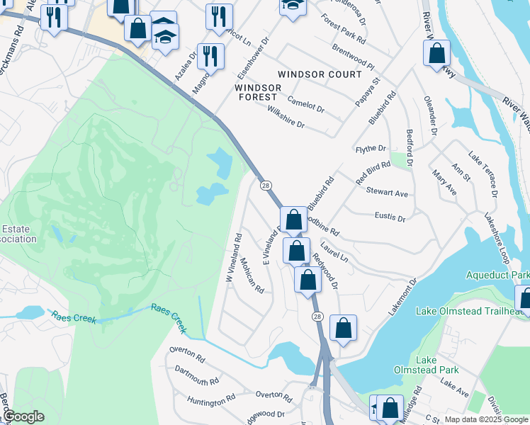 map of restaurants, bars, coffee shops, grocery stores, and more near 2415 Cherokee Road in Augusta