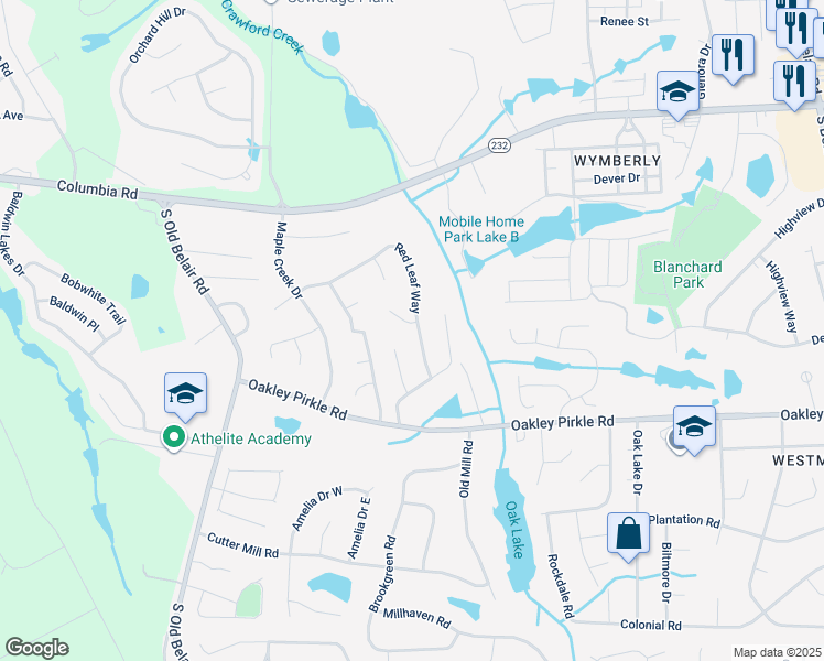 map of restaurants, bars, coffee shops, grocery stores, and more near 4676 Red Leaf Way in Martinez