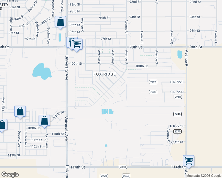 map of restaurants, bars, coffee shops, grocery stores, and more near Vernon Avenue in Lubbock