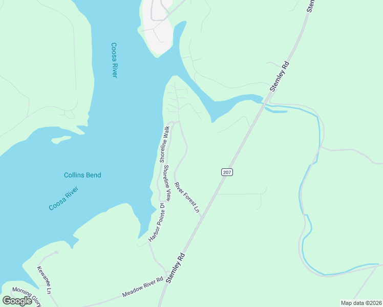 map of restaurants, bars, coffee shops, grocery stores, and more near 372 River Forest Lane in Talladega