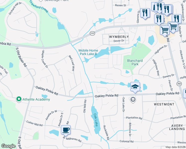 map of restaurants, bars, coffee shops, grocery stores, and more near 249 Ashbrook Drive in Martinez