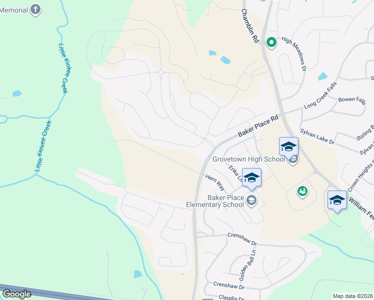 map of restaurants, bars, coffee shops, grocery stores, and more near 119 Radcliff Drive in Grovetown