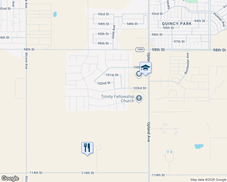 map of restaurants, bars, coffee shops, grocery stores, and more near Venita Avenue in Lubbock
