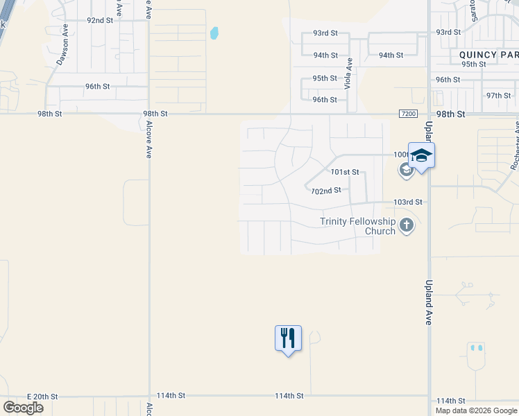 map of restaurants, bars, coffee shops, grocery stores, and more near 7523 103rd Street in Lubbock