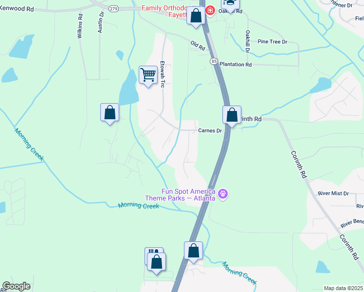 map of restaurants, bars, coffee shops, grocery stores, and more near 125 Walter Way in Fayetteville