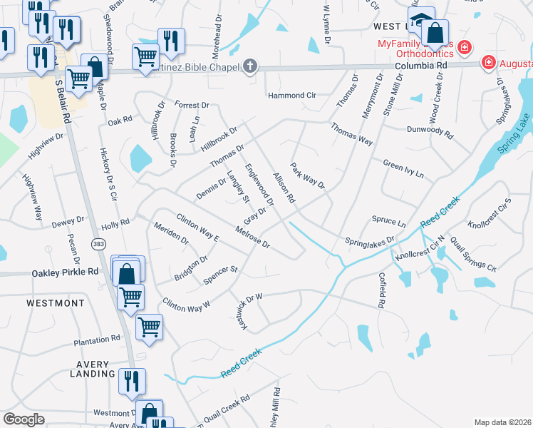 map of restaurants, bars, coffee shops, grocery stores, and more near 523 Gray Drive in Martinez