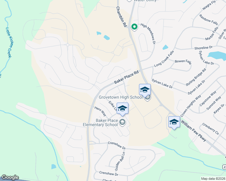 map of restaurants, bars, coffee shops, grocery stores, and more near 950 Erika Lane in Grovetown