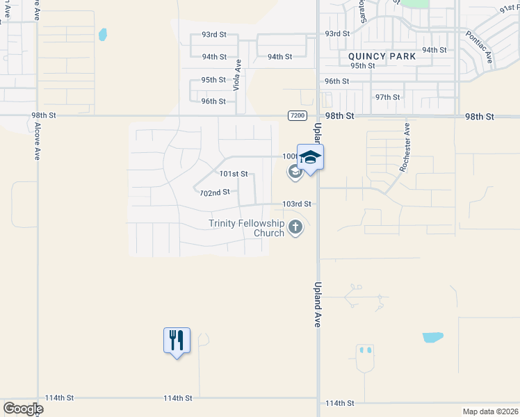 map of restaurants, bars, coffee shops, grocery stores, and more near 10030 Urbana Avenue in Lubbock