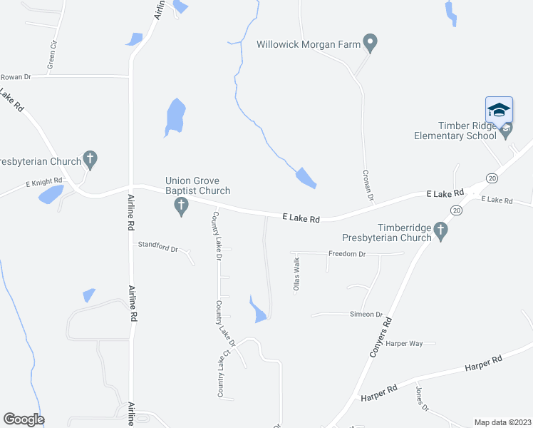 map of restaurants, bars, coffee shops, grocery stores, and more near 1545 East Lake Road in McDonough