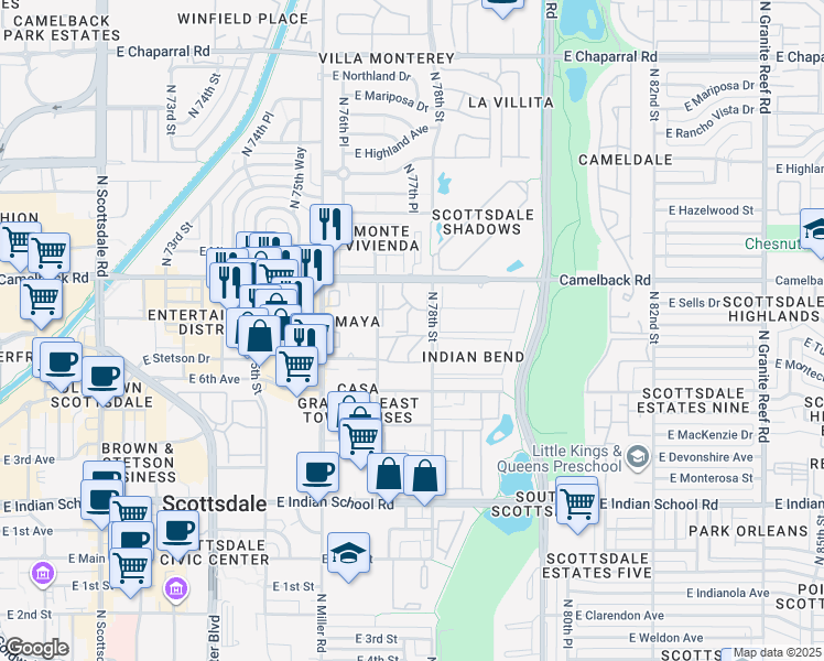 map of restaurants, bars, coffee shops, grocery stores, and more near 4402 North 78th Street in Scottsdale