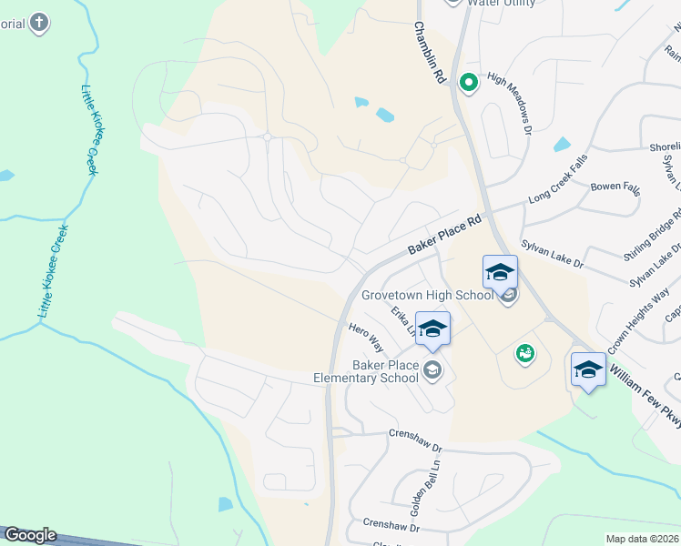 map of restaurants, bars, coffee shops, grocery stores, and more near 1609 Tralee Court in Grovetown