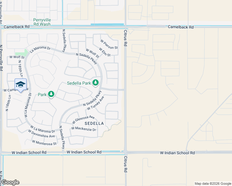 map of restaurants, bars, coffee shops, grocery stores, and more near 17974 West Sells Drive in Goodyear