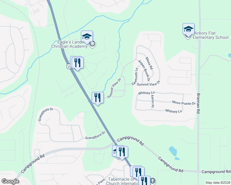 map of restaurants, bars, coffee shops, grocery stores, and more near 304 Shasta Lane in McDonough