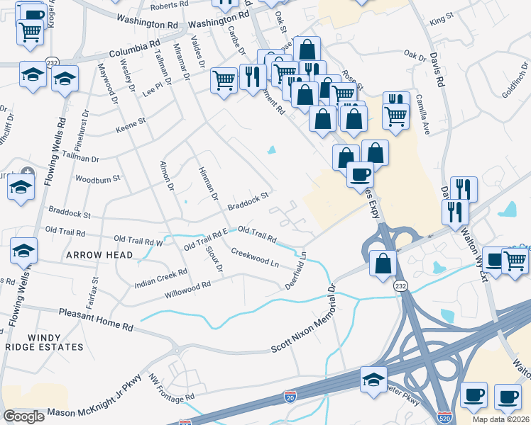 map of restaurants, bars, coffee shops, grocery stores, and more near 3050 Otter Court in Martinez