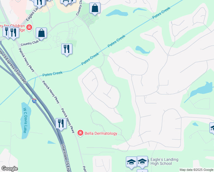 map of restaurants, bars, coffee shops, grocery stores, and more near 170 Glen Eagle Way in McDonough