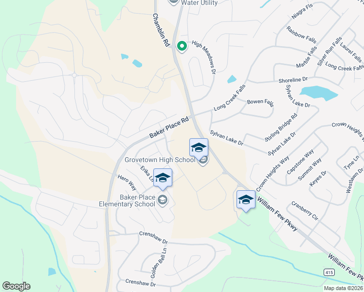 map of restaurants, bars, coffee shops, grocery stores, and more near 420 Baker Place Road in Grovetown