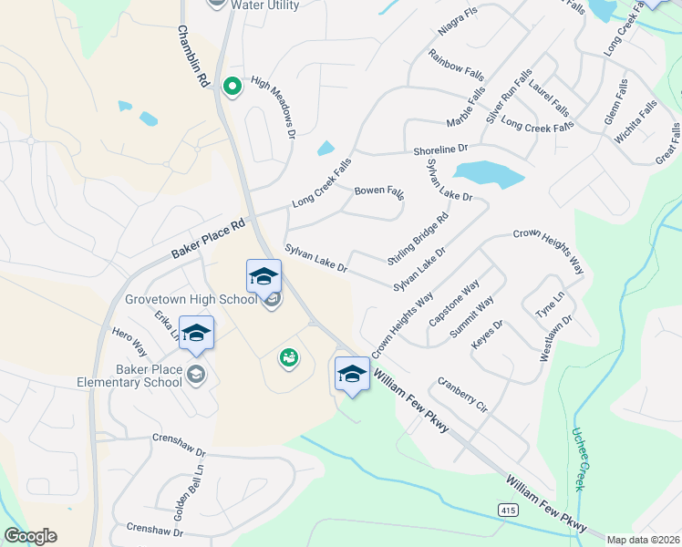map of restaurants, bars, coffee shops, grocery stores, and more near 2137 Sylvan Lake Drive in Grovetown
