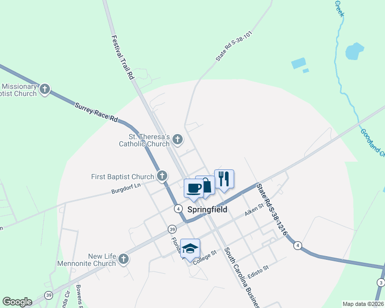 map of restaurants, bars, coffee shops, grocery stores, and more near 918 State Road S-38-101 in Springfield